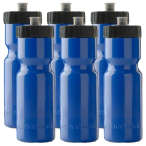 Blue Sports Squeeze Water Bottles, Set of 6, Blue